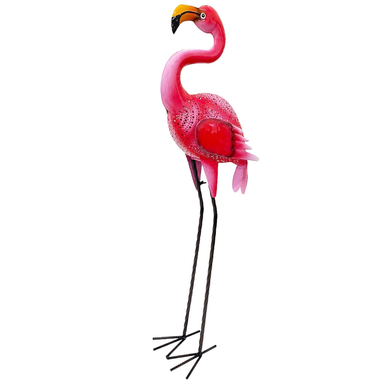 Santa's Workshop 34.75" Iron Dark Pink Flamingo Metal Accent